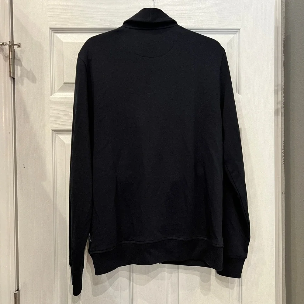 Ted Baker Cardigan Cotton Jersey Navy Blue Shawl Collar Preppy Size 4 L